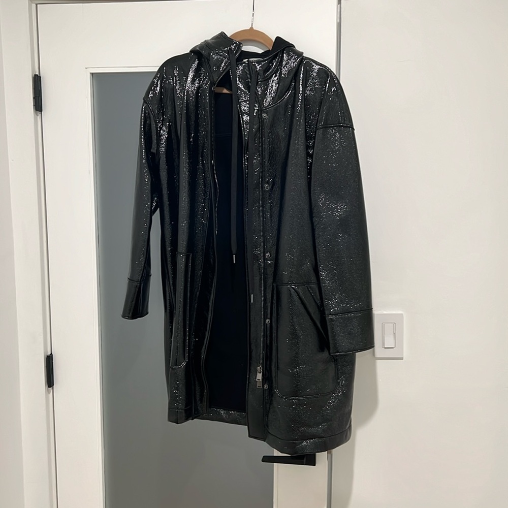 Elizabeth and James black shiny coat